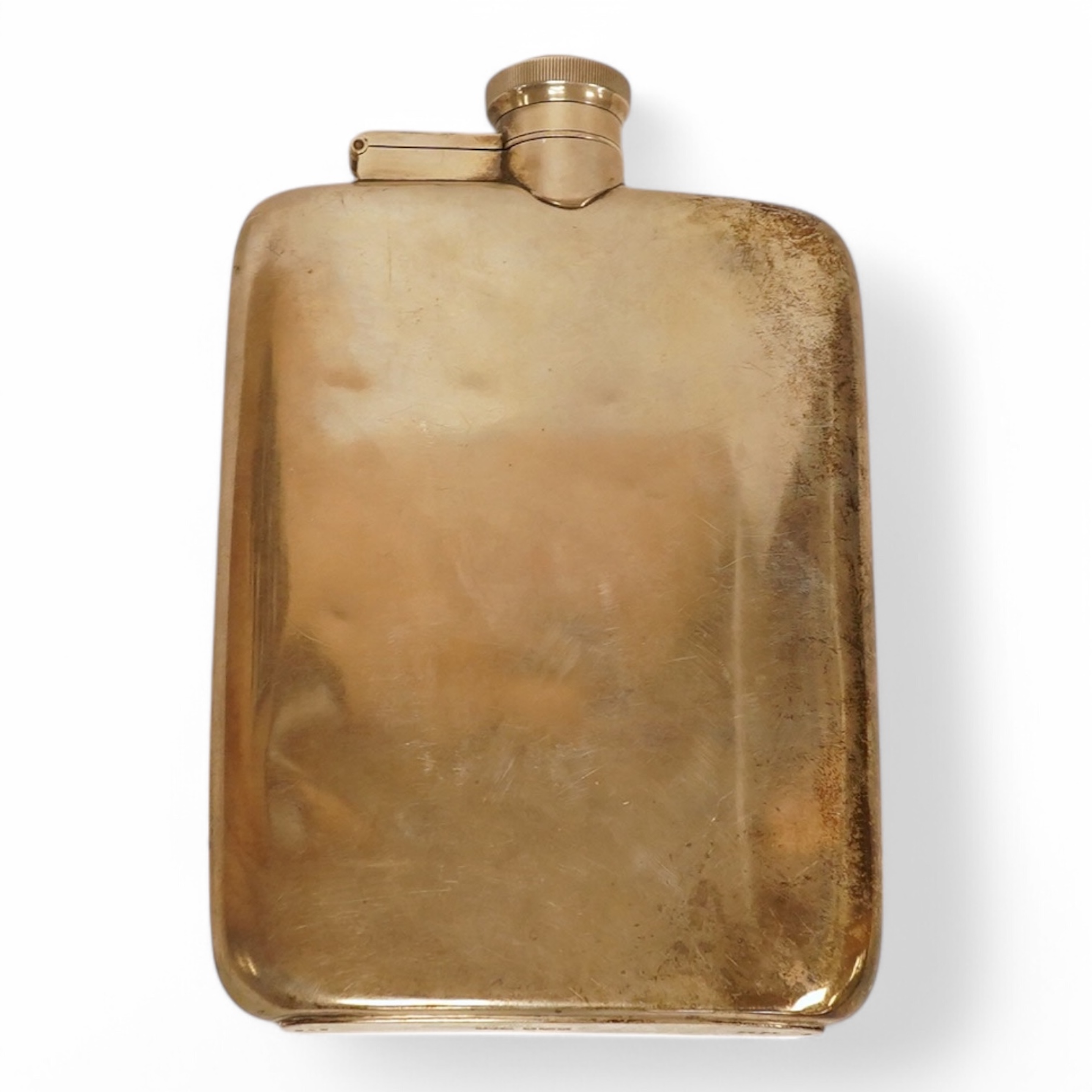 A George V silver hip flask, by James Dixon & Sons, Sheffield, 1927, 15.7cm, 7.4oz. Condition - fair